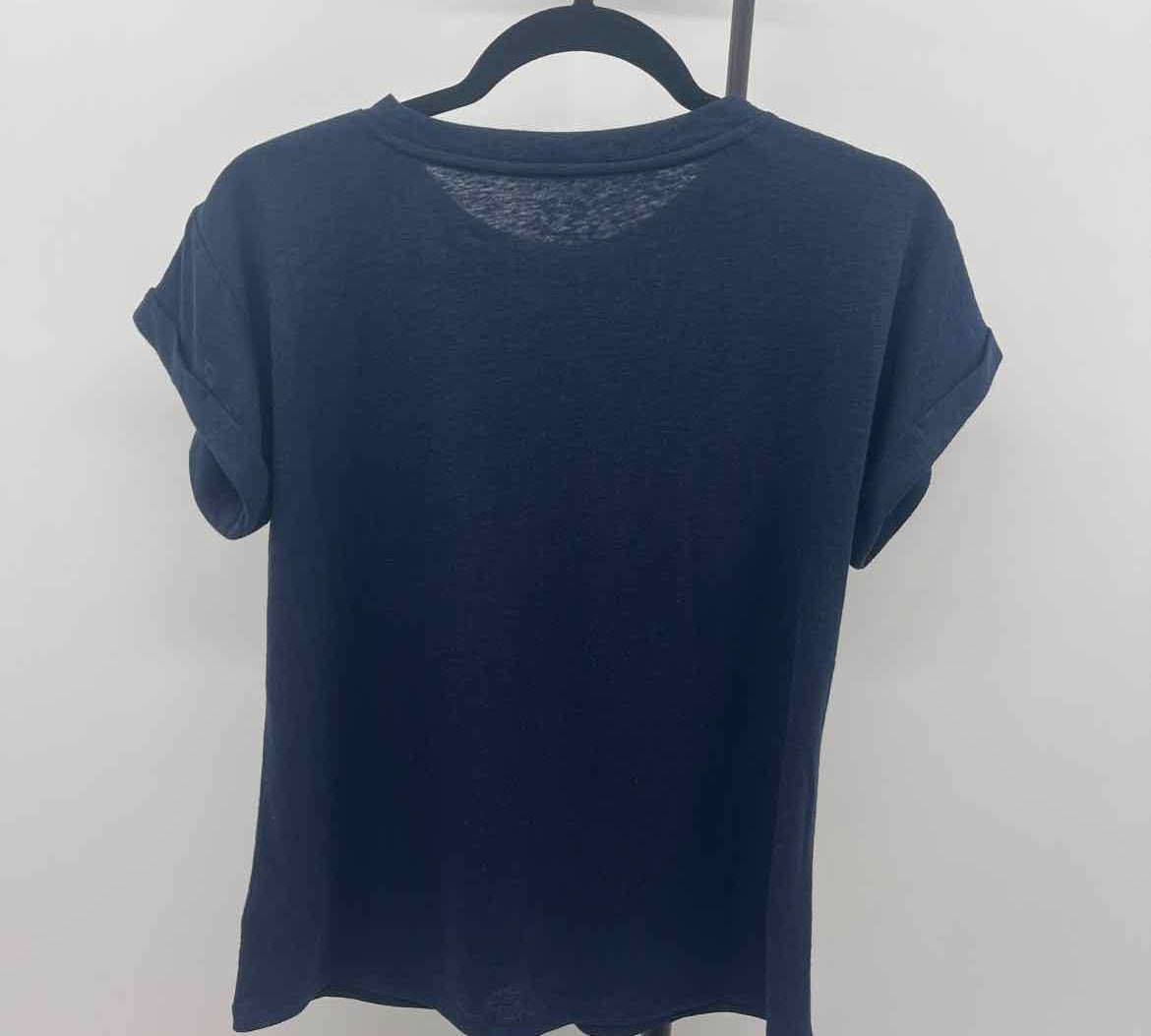 Talbots Women's Size MP Navy Solid Short Sleeve Shirt