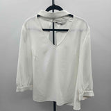 Trina Turk Women's Size XL White Solid Long Sleeve Shirt
