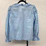 J Crew Women's Size XS Blue Eyelet Long Sleeve Shirt