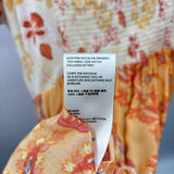 Free People Women's Size L Yellow Floral Short Sleeve Shirt
