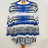 Chico's Women's Size L Royal Blue lines Long Sleeve Shirt