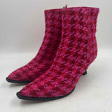 Betsey Johnson Women's Shoe Size 8.5 Fuschia Tweed Boots