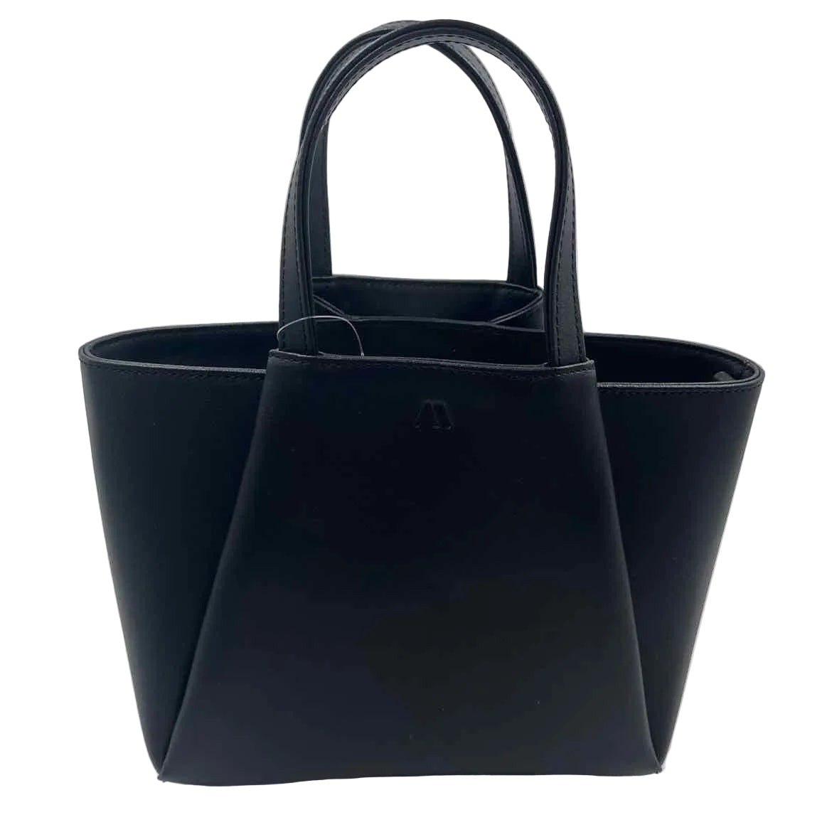 KAAI Black Leather MINI PYRAMID Handled Tote w/Opt Crossbody Strap