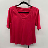 Talbots Women's Size XL Red Ribbed Short Sleeve Shirt
