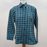 Nina McLemore Women's Size 2 Teal Checkered Button-Up