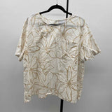 Liz Claiborne Women's Size XXL White Floral Short Sleeve Shirt