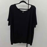 Bobeau Women's Size 2X Black Solid Short Sleeve Shirt