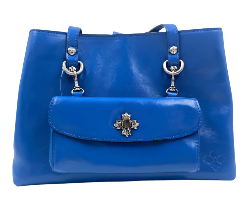 PATRICIA NASH Royal Blue Leather JULIEN Convertible Tote w/Removable Flat Front Clutch