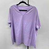 Lands End Women's Size 2X Lavender Solid Short Sleeve Shirt