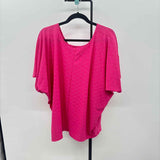 Kim & Cami Women's Size 1X Pink Circles Short Sleeve Shirt