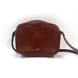 FOSSIL Caramel Vegan Leather & Print Crossbody Purse w/Adjustable Strap