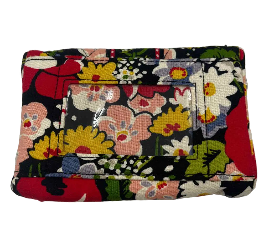 VERA BRADLEY Black & Yellow Multi COMPACT POPPY FIELDS  Wallet