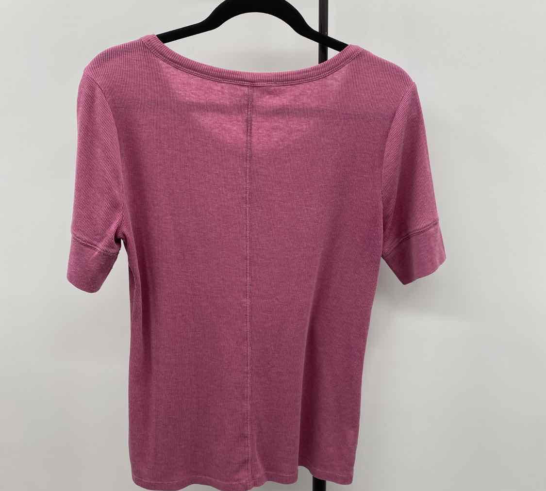 Lucky Brand Women's Size L Lavender Ribbed Short Sleeve Shirt