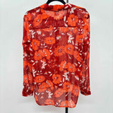 CABI Women's Size S Red Floral Long Sleeve Shirt