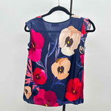 Class Women's Size S Navy Floral Sleeveless Shirt