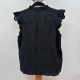 J Crew Women's Size S Black Eyelet Short Sleeve Shirt