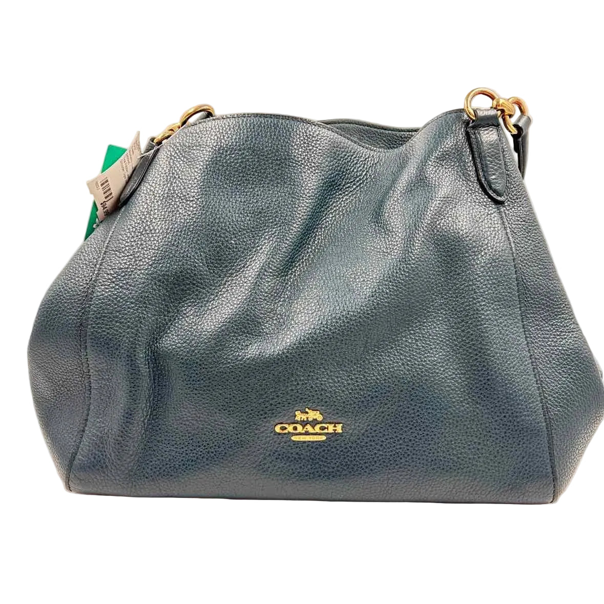 COACH Teal Pebble Leather HALLIE Shoulder Bag Purse