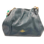 COACH Teal Pebble Leather HALLIE Shoulder Bag Purse