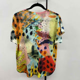 Jess & Jane Women's Size L Multi-Color Abstract Short Sleeve Shirt