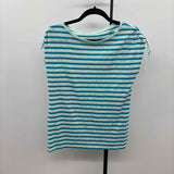 Talbots Women's Size S Aqua Stripe Short Sleeve Shirt