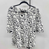 Tahari Women's Size 2X White Floral Short Sleeve Shirt