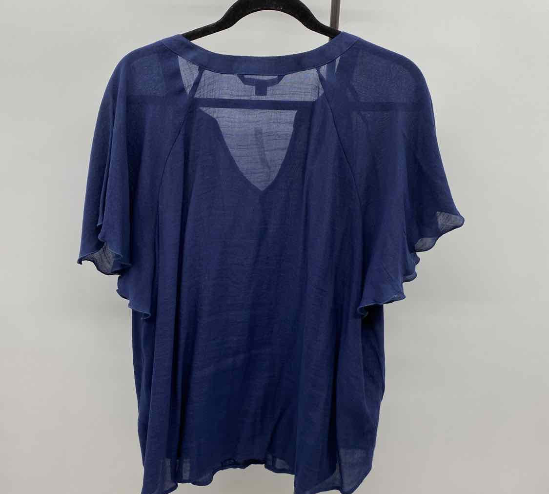 Zac & Rachel Women's Size 2X Navy Textured Short Sleeve Shirt