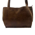 KIKO Brown Distressed Leather Handled ON THE GO Tote Bag Purse