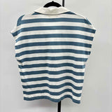 madewell Women's Size S Blue Stripe Short Sleeve Shirt