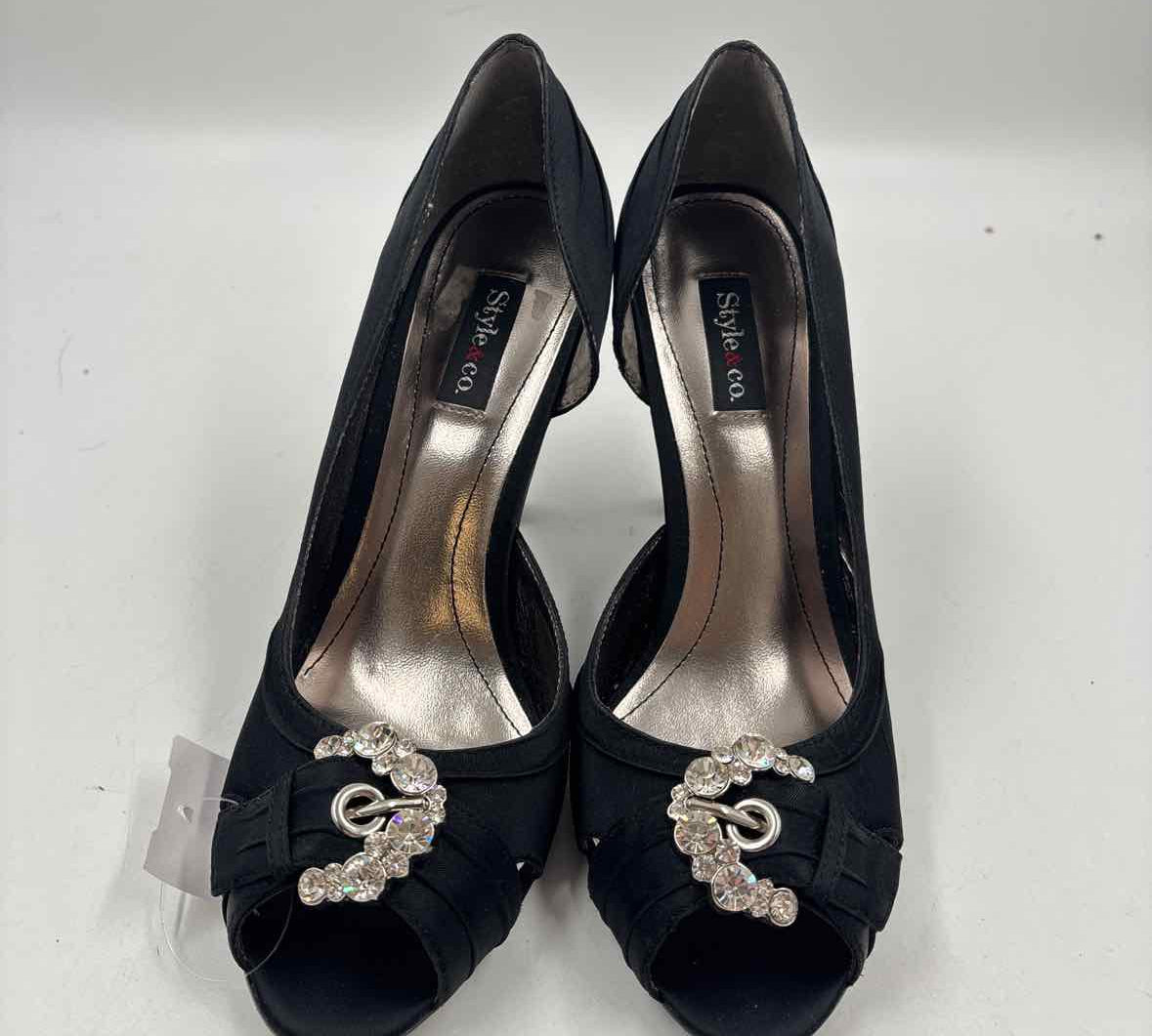 Style & Co. Women's Shoe Size 6.5 Black Rhinestones Heels