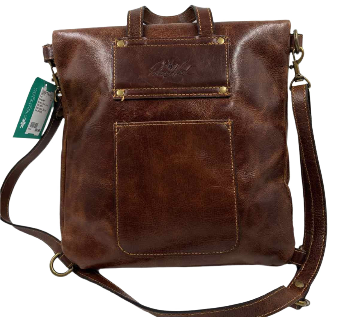 PATRICIA NASH Brown Leather LUZILLE FoldOver Convertible Crossbody BackPack Purse