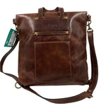 PATRICIA NASH Brown Leather LUZILLE FoldOver Convertible Crossbody BackPack Purse