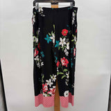 Susan Graver Women's Size 12 Black Floral Pants