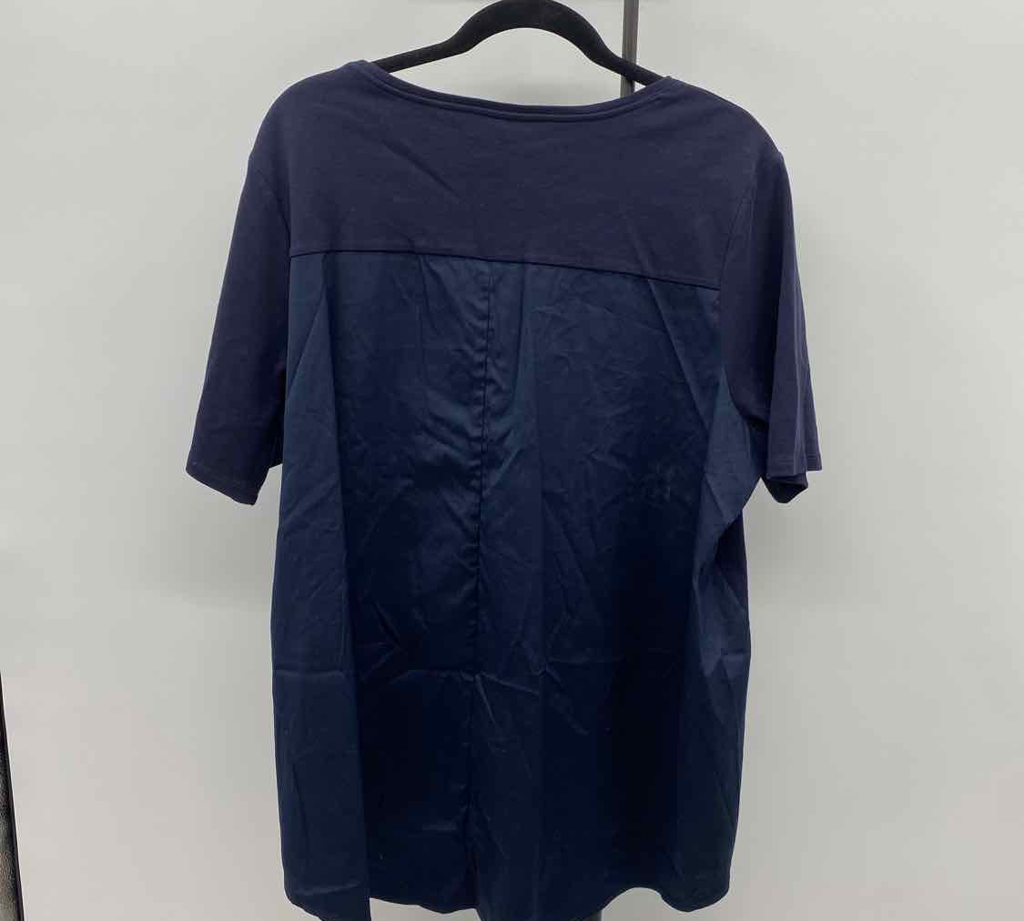 Chico's Women's Size XL Navy Solid Short Sleeve Shirt