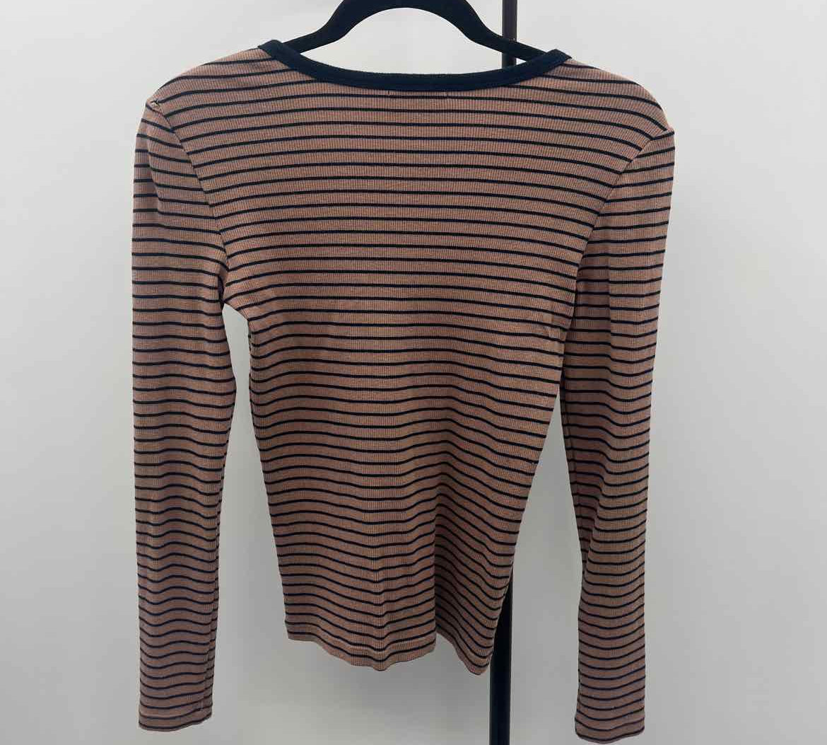 Z Supply Women's Size XS Mocha Stripe Long Sleeve Shirt