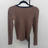 Z Supply Women's Size XS Mocha Stripe Long Sleeve Shirt