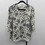 Chico's Women's Size L Ivory Spotted Long Sleeve Shirt