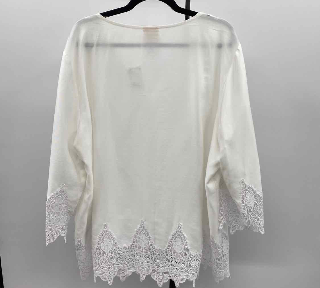 Ruby Rd. Women's Size 2X White Lace Long Sleeve Shirt