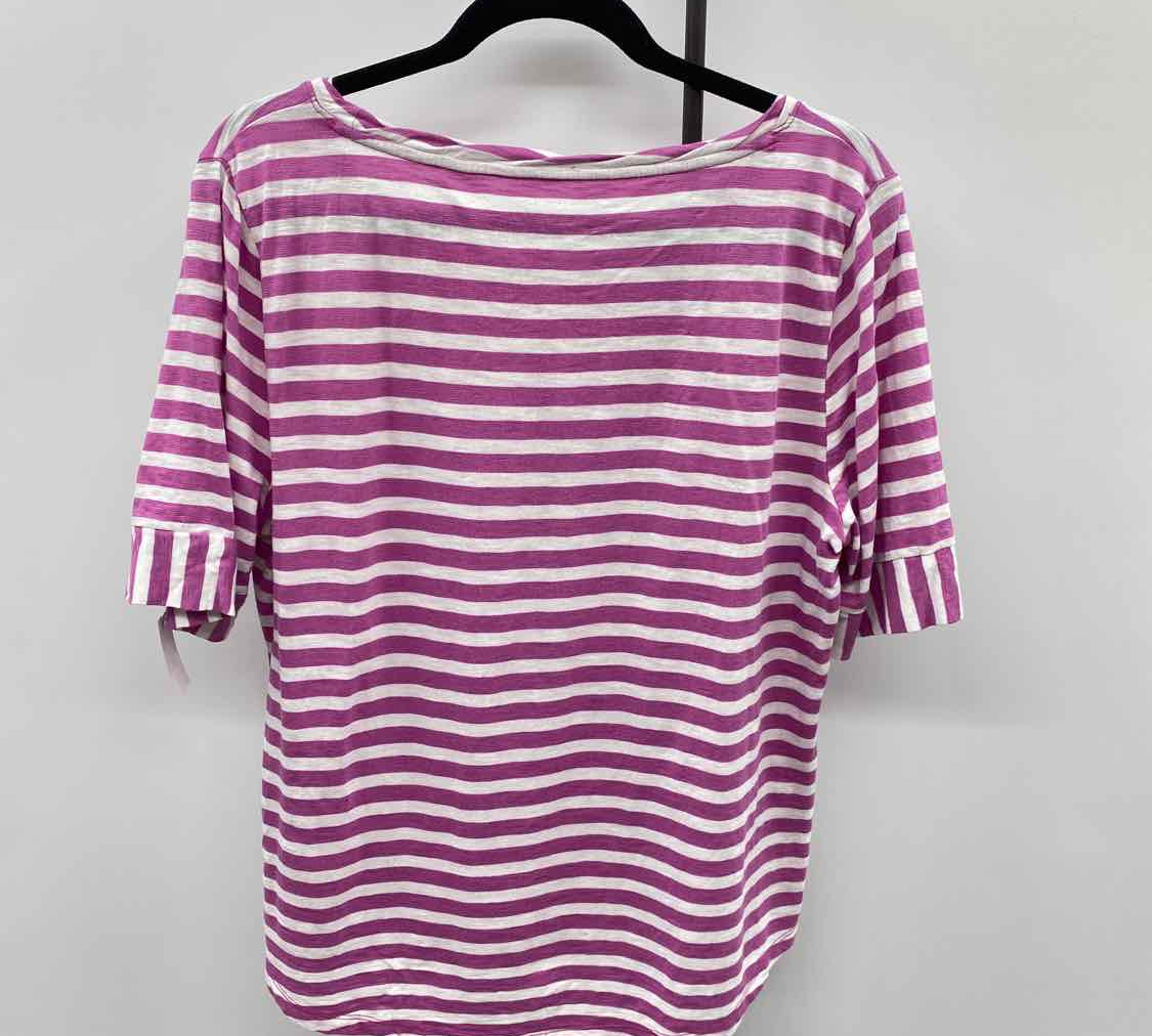 Talbots Women's Size L Purple Stripe Short Sleeve Shirt