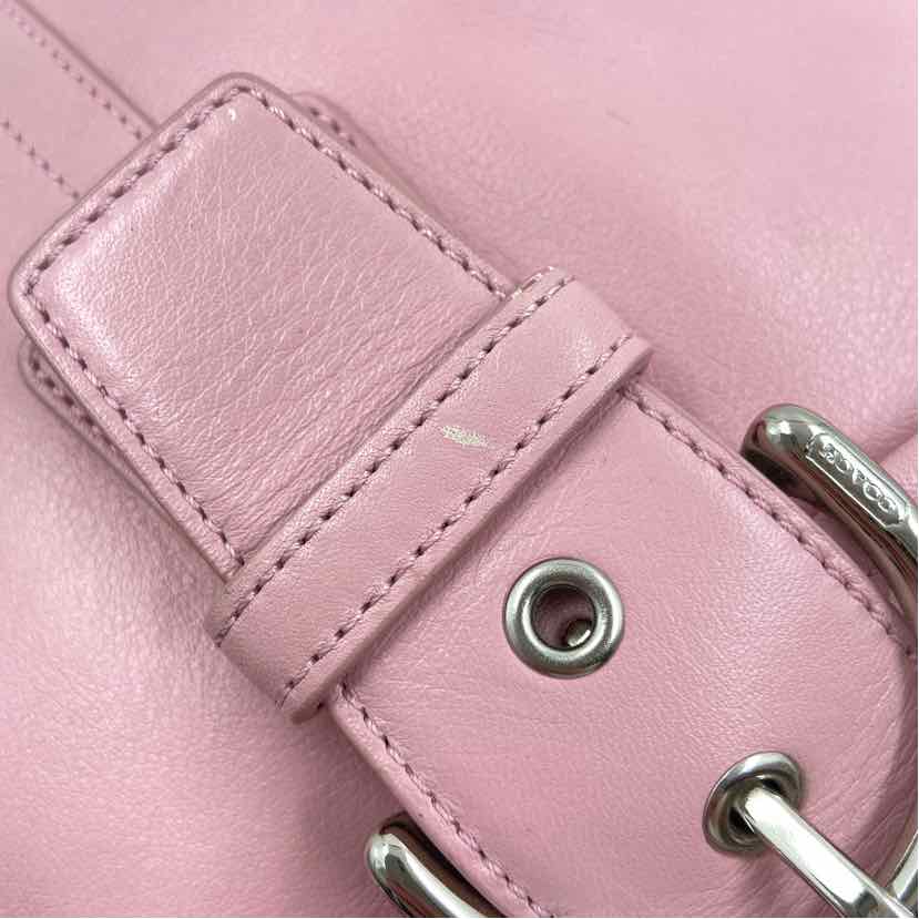 CloseUp Buckle Strap COACH Pink Leather SOHO Purse w/Flap Front & Convertible Shoulder/Crossbody Strap