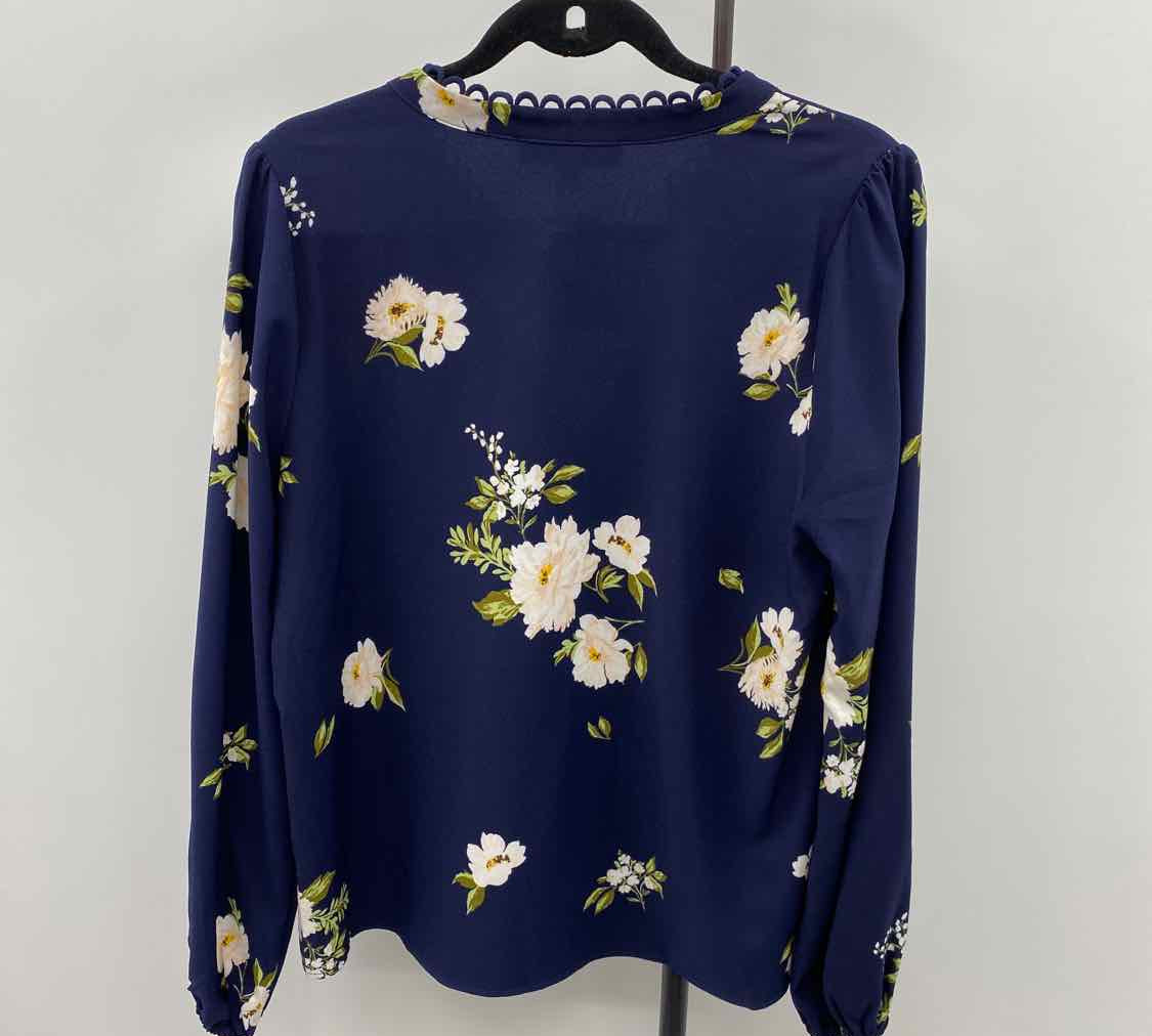 Sugarlips Women's Size L Navy Floral Long Sleeve Shirt