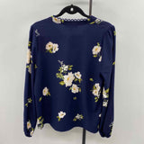 Sugarlips Women's Size L Navy Floral Long Sleeve Shirt