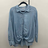 Jane & Dilancey Women's Size 1X Chambray Stars Long Sleeve Shirt