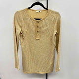 Reborn Women's Size XL Mustard Yellow Ribbed Long Sleeve Shirt