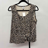 CABI Women's Size M Black Animal Print Sleeveless Shirt