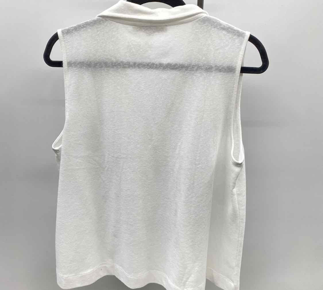 Loft Women's Size L White Textured Sleeveless Shirt