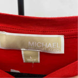 Michael Kors Women's Size L Red Solid Short Sleeve Shirt