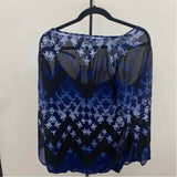 Alfani Women's Size 1X Navy Abstract Long Sleeve Shirt