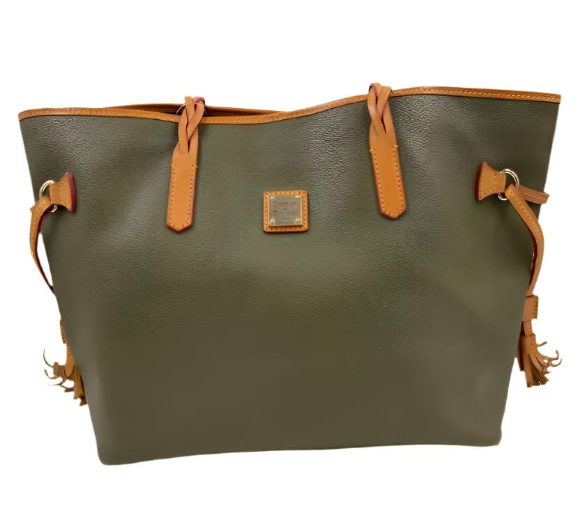 DOONEY & BOURKE Olive Green Pebbled Leather BAILEY Handled Tote Bag Purse