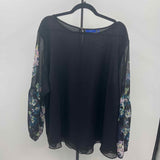 Apt 9 Women's Size 3X Black Floral Long Sleeve Shirt