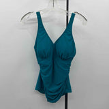 Perona Women's Size 8 Teal Solid Swimsuit - 1 Piece